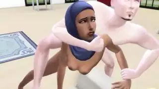 الملكة العربية مع الحجاب مارس الجنس من الصعب من قبل الديك الأبيض